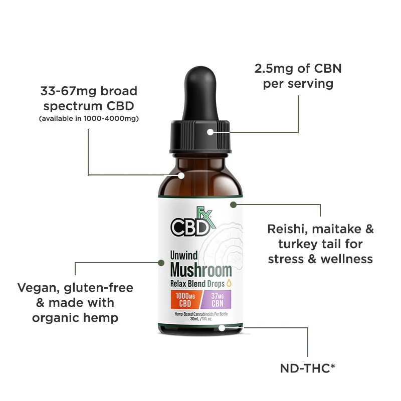 Relax Blend Mushroom Tincture + CBN + CBD - Image 4
